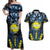 Personalised Palau Couples Matching Off Shoulder Maxi Dress and Hawaiian Shirt Polynesian Dolphin Tropical Hibiscus Style