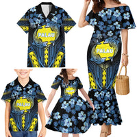 Personalised Palau Family Matching Mermaid Dress and Hawaiian Shirt Polynesian Dolphin Tropical Hibiscus Style