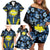 Personalised Palau Family Matching Off Shoulder Short Dress and Hawaiian Shirt Polynesian Dolphin Tropical Hibiscus Style