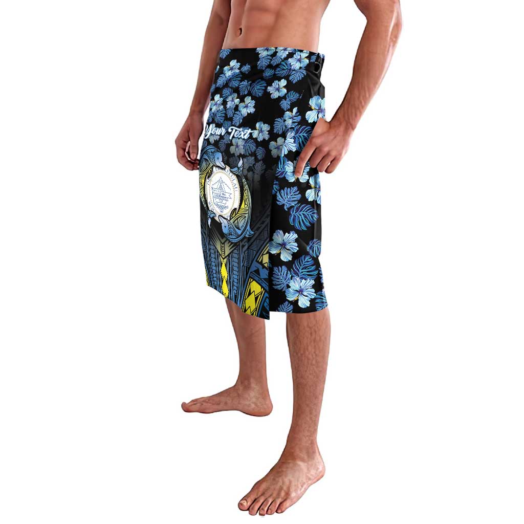 Personalised Palau Lavalava Polynesian Dolphin Tropical Hibiscus Style