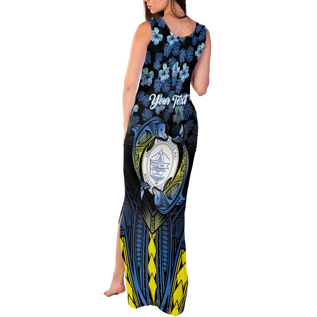 Personalised Palau Tank Maxi Dress Polynesian Dolphin Tropical Hibiscus Style