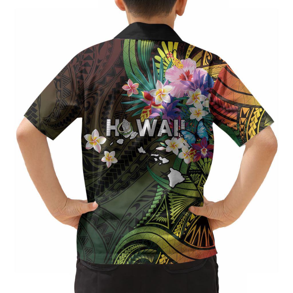 Hawaii Strong Hawaiian Shirt Polynesian Tribal Tropical Flowers
