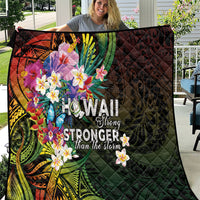 Hawaii Strong Quilt Polynesian Tribal Tropical Flowers LT05 Black - Polynesian Pride