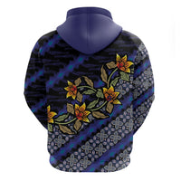 Indonesian Batik Motifs Pattern Floral Art Dark Blue Hoodie LT05 - Polynesian Pride