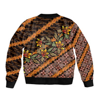 Indonesian Batik Motifs Pattern Floral Art Orange Bomber Jacket