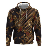 Indonesian Parang Batik Hoodie Brown Gold Floral Pattern LT05 Pullover Hoodie Brown - Polynesian Pride
