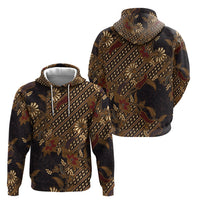 Indonesian Parang Batik Hoodie Brown Gold Floral Pattern LT05 - Polynesian Pride