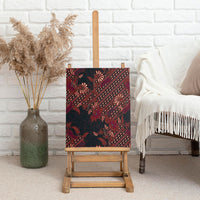 Indonesian Parang Batik Canvas Wall Art Red Floral Pattern