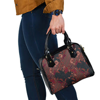Indonesian Parang Batik Shoulder Handbag Red Floral Pattern