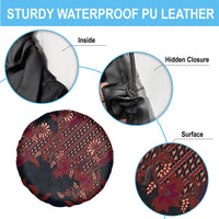 Indonesian Parang Batik Spare Tire Cover Red Floral Pattern