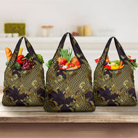 Indonesian Parang Batik Grocery Bag Yellow Floral Pattern