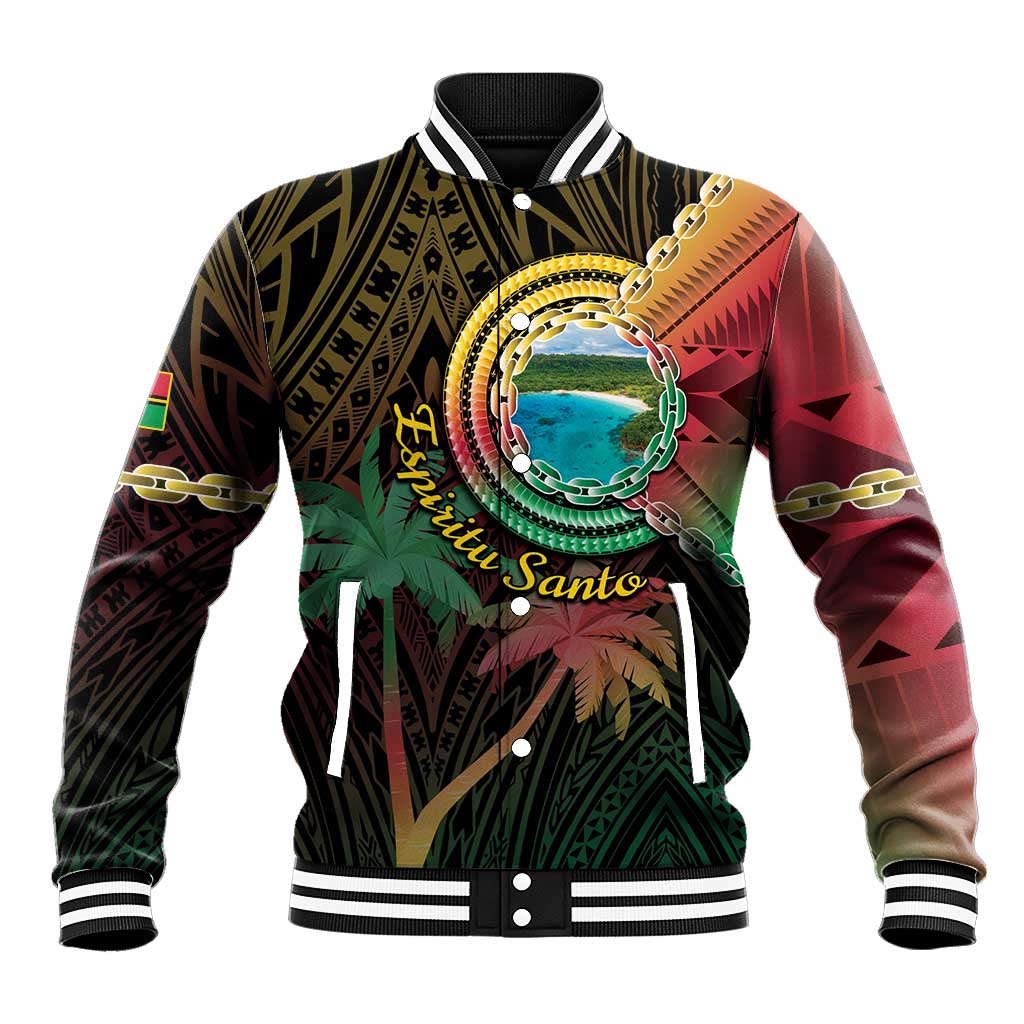 Vanuatu Espiritu Santo Island Baseball Jacket Beach Landscape LT05 Unisex Black - Polynesian Pride