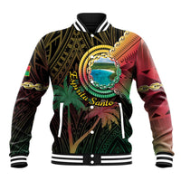 Vanuatu Espiritu Santo Island Baseball Jacket Beach Landscape LT05 Unisex Black - Polynesian Pride