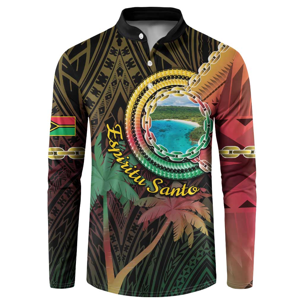 Vanuatu Espiritu Santo Island Button Sweatshirt Beach Landscape LT05 Black - Polynesian Pride
