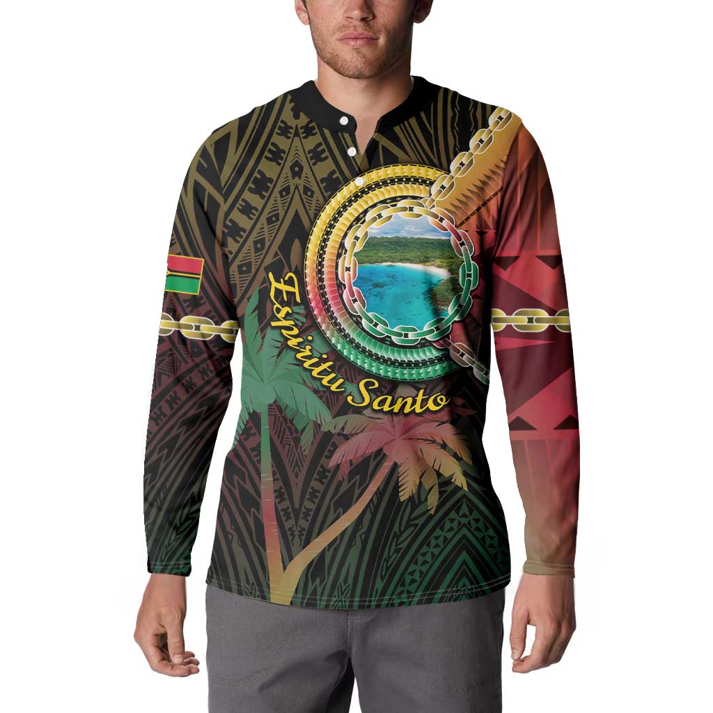 Vanuatu Espiritu Santo Island Button Sweatshirt Beach Landscape LT05 - Polynesian Pride