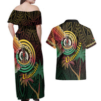 Vanuatu Espiritu Santo Island Couples Matching Off Shoulder Maxi Dress and Hawaiian Shirt Beach Landscape LT05 - Polynesian Pride