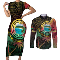 Vanuatu Espiritu Santo Island Couples Matching Short Sleeve Bodycon Dress and Long Sleeve Button Shirt Beach Landscape