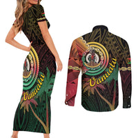 Vanuatu Espiritu Santo Island Couples Matching Short Sleeve Bodycon Dress and Long Sleeve Button Shirt Beach Landscape
