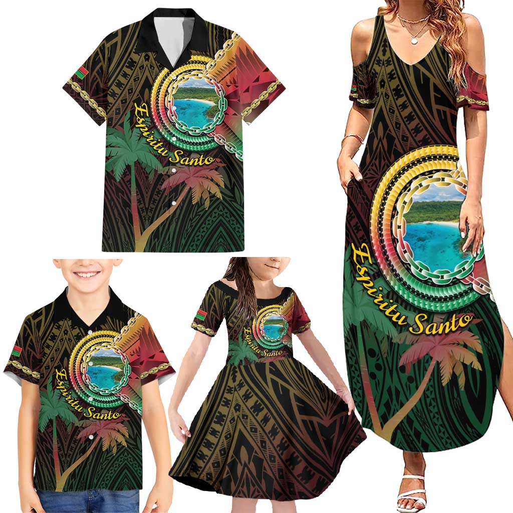 Vanuatu Espiritu Santo Island Family Matching Summer Maxi Dress and Hawaiian Shirt Beach Landscape