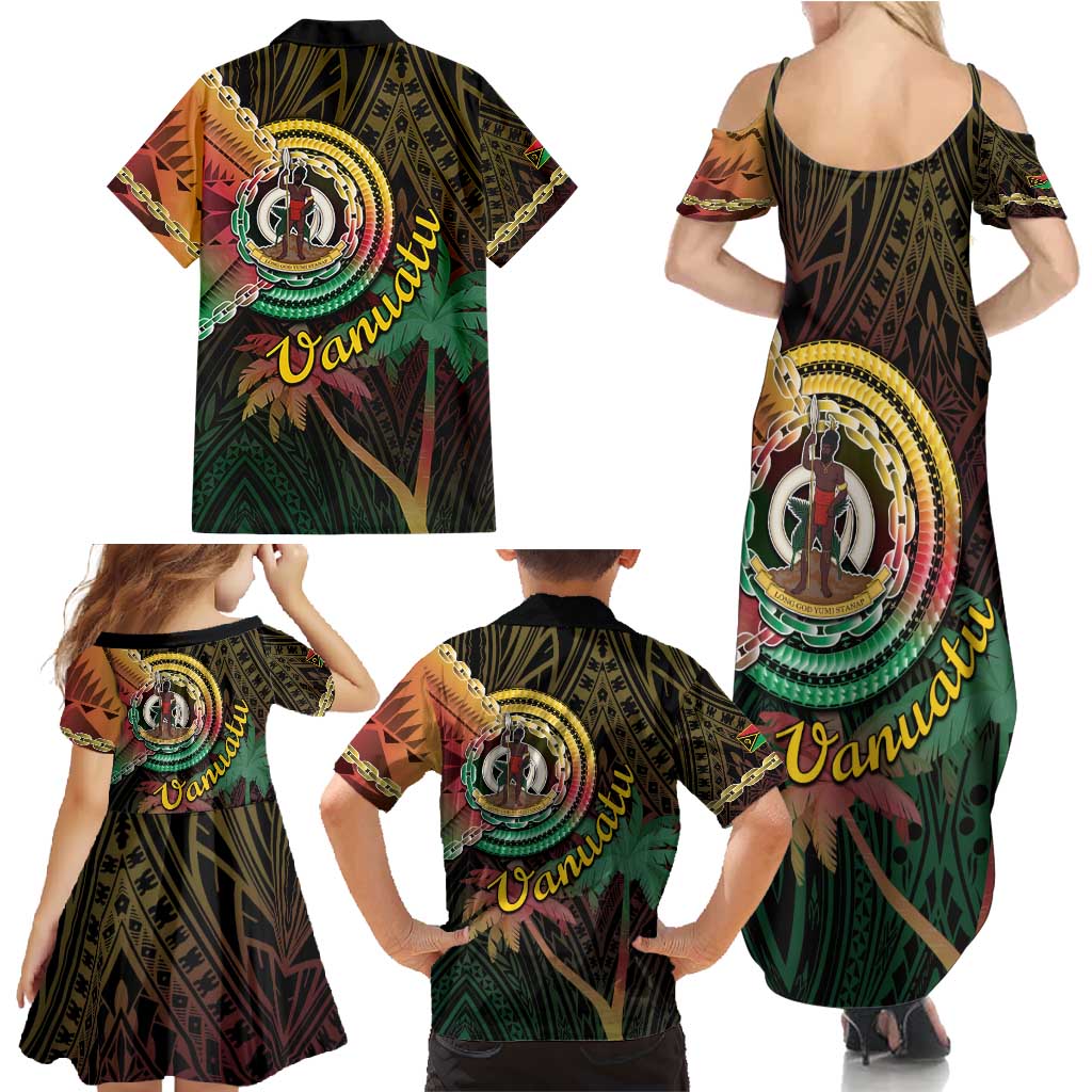 Vanuatu Espiritu Santo Island Family Matching Summer Maxi Dress and Hawaiian Shirt Beach Landscape