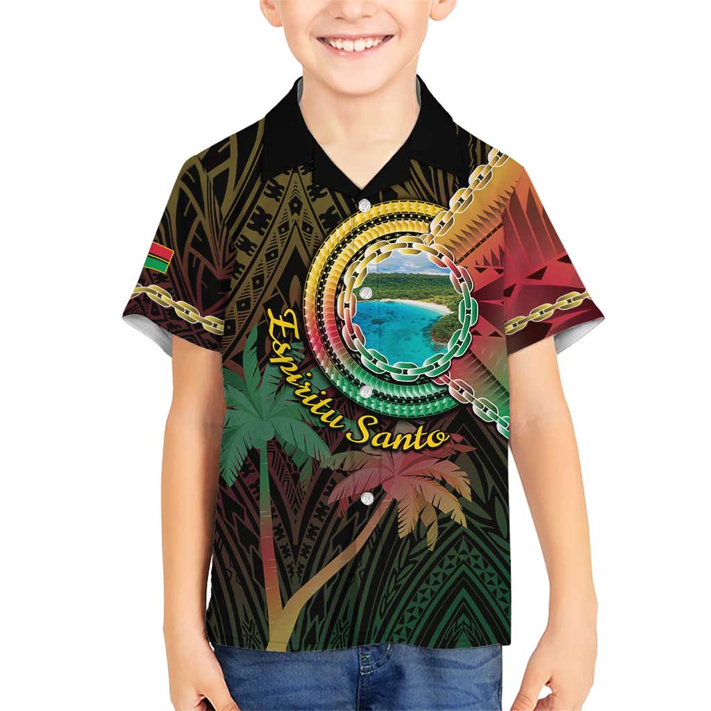 Vanuatu Espiritu Santo Island Kid Hawaiian Shirt Beach Landscape LT05 Kid Black - Polynesian Pride