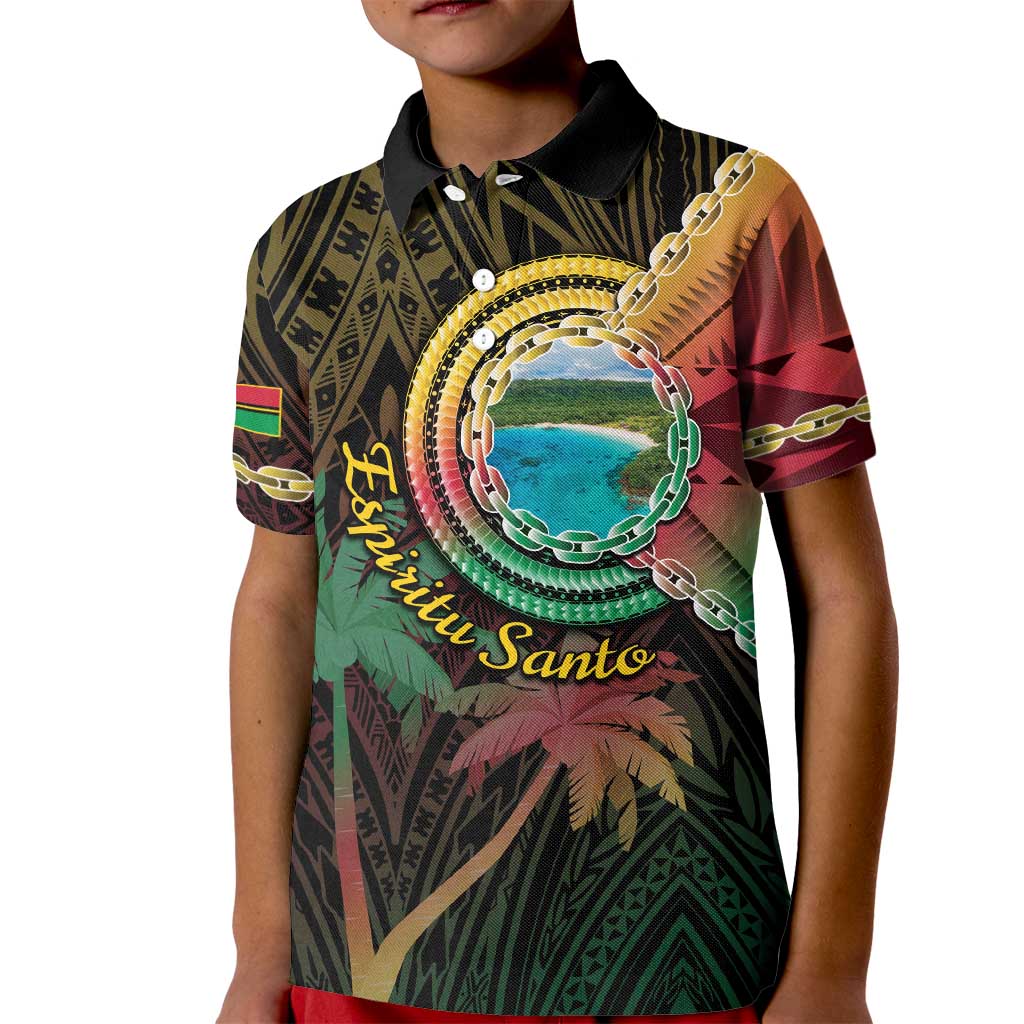 Vanuatu Espiritu Santo Island Kid Polo Shirt Beach Landscape LT05 Kid Black - Polynesian Pride