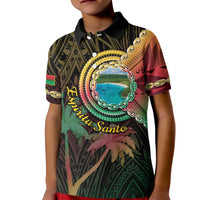Vanuatu Espiritu Santo Island Kid Polo Shirt Beach Landscape LT05 Kid Black - Polynesian Pride