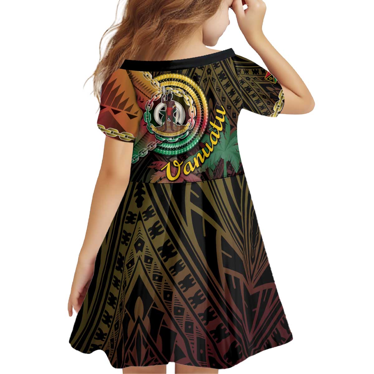 Vanuatu Espiritu Santo Island Kid Short Sleeve Dress Beach Landscape
