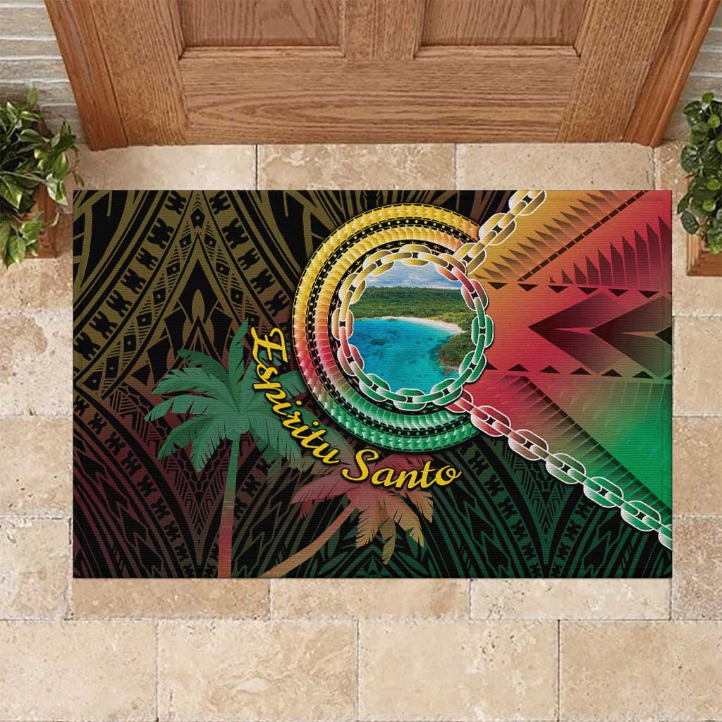 Vanuatu Espiritu Santo Island Rubber Doormat Beach Landscape LT05 Black - Polynesian Pride