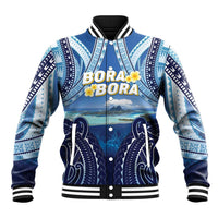 Personalised French Polynesia Bora Bora Baseball Jacket Beach Landscape Polynesian Style LT05 Unisex Blue - Polynesian Pride