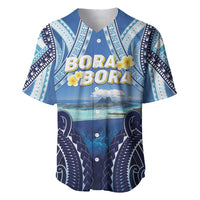 Personalised French Polynesia Bora Bora Baseball Jersey Beach Landscape Polynesian Style LT05 Blue - Polynesian Pride