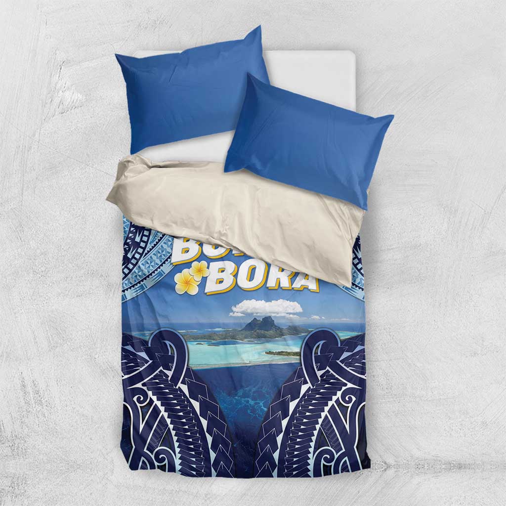 French Polynesia Bora Bora Bedding Set Beach Landscape Polynesian Style LT05 US Twin 172cm x 218cm Blue - Polynesian Pride
