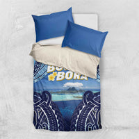 French Polynesia Bora Bora Bedding Set Beach Landscape Polynesian Style LT05 US Twin 172cm x 218cm Blue - Polynesian Pride
