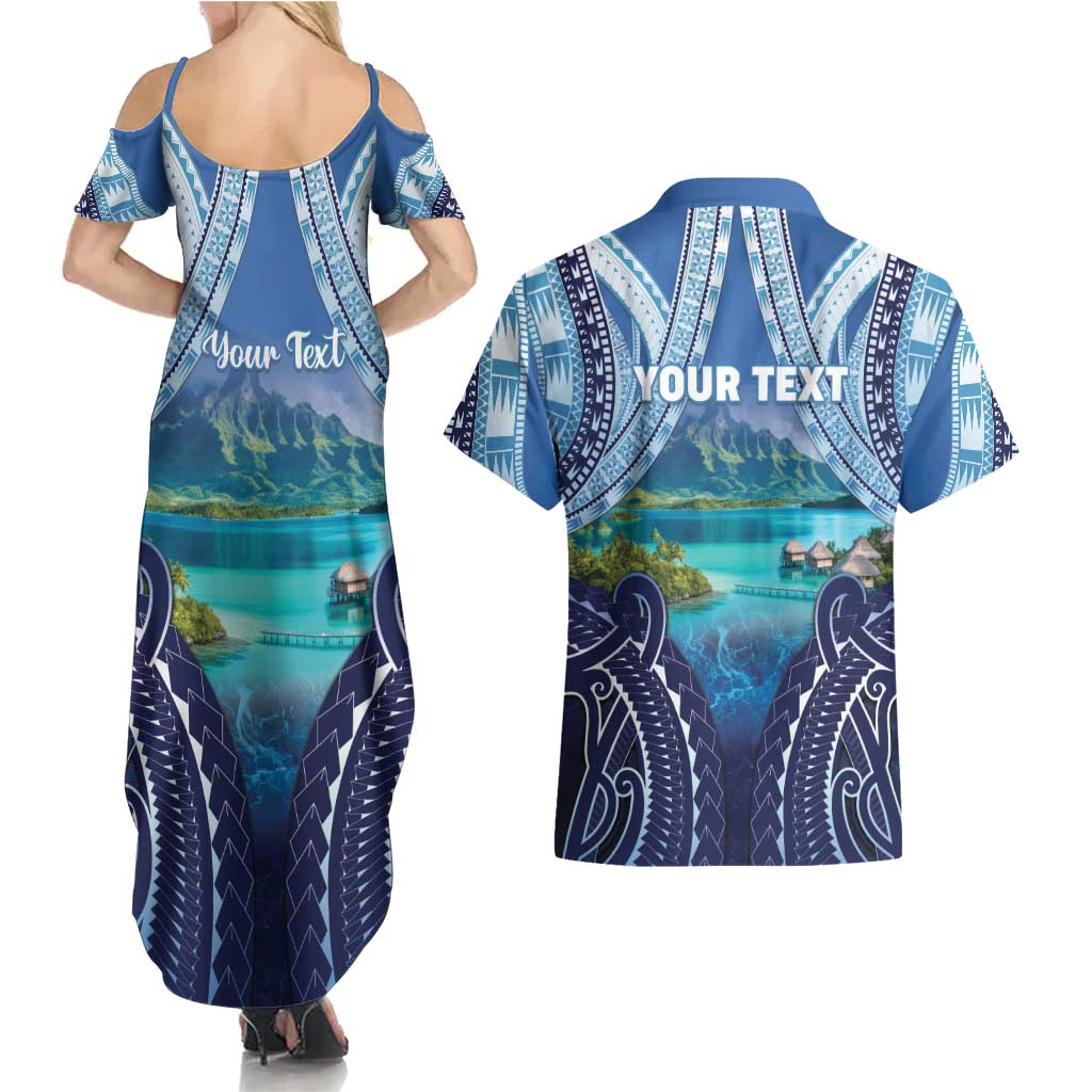 Personalised French Polynesia Bora Bora Couples Matching Summer Maxi Dress and Hawaiian Shirt Beach Landscape Polynesian Style LT05 - Polynesian Pride