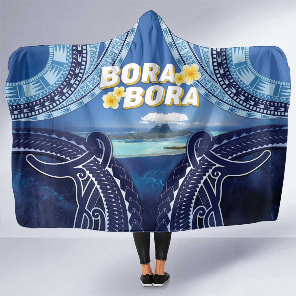 French Polynesia Bora Bora Hooded Blanket Beach Landscape Polynesian Style LT05 One Size Blue - Polynesian Pride