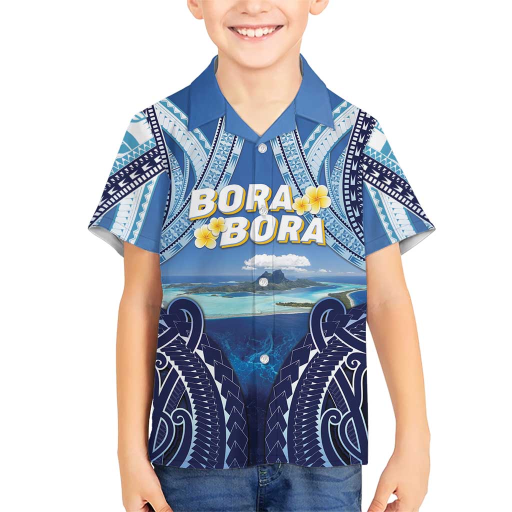 Personalised French Polynesia Bora Bora Kid Hawaiian Shirt Beach Landscape Polynesian Style LT05 Kid Blue - Polynesian Pride