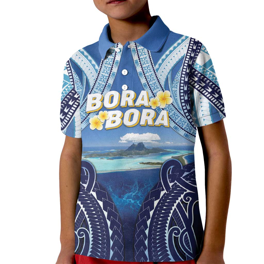 Personalised French Polynesia Bora Bora Kid Polo Shirt Beach Landscape Polynesian Style LT05 Kid Blue - Polynesian Pride