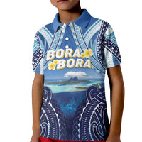Personalised French Polynesia Bora Bora Kid Polo Shirt Beach Landscape Polynesian Style LT05 Kid Blue - Polynesian Pride