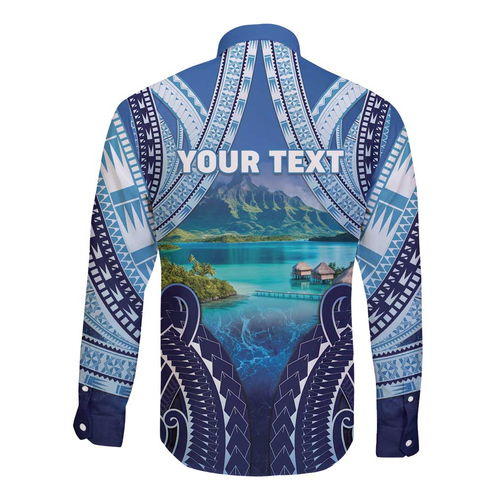 Personalised French Polynesia Bora Bora Long Sleeve Button Shirt Beach Landscape Polynesian Style LT05 - Polynesian Pride