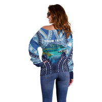 Personalised French Polynesia Bora Bora Off Shoulder Sweater Beach Landscape Polynesian Style LT05 - Polynesian Pride