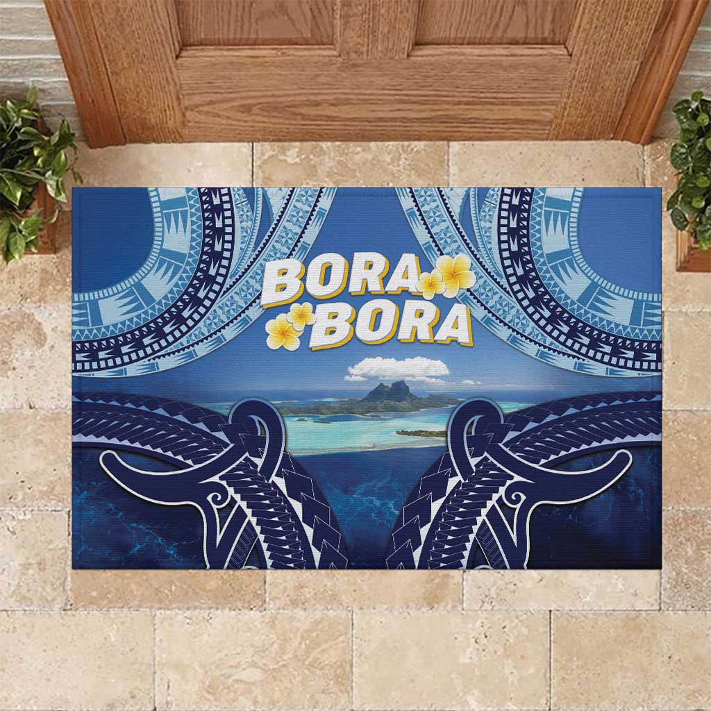 French Polynesia Bora Bora Rubber Doormat Beach Landscape Polynesian Style LT05 Blue - Polynesian Pride
