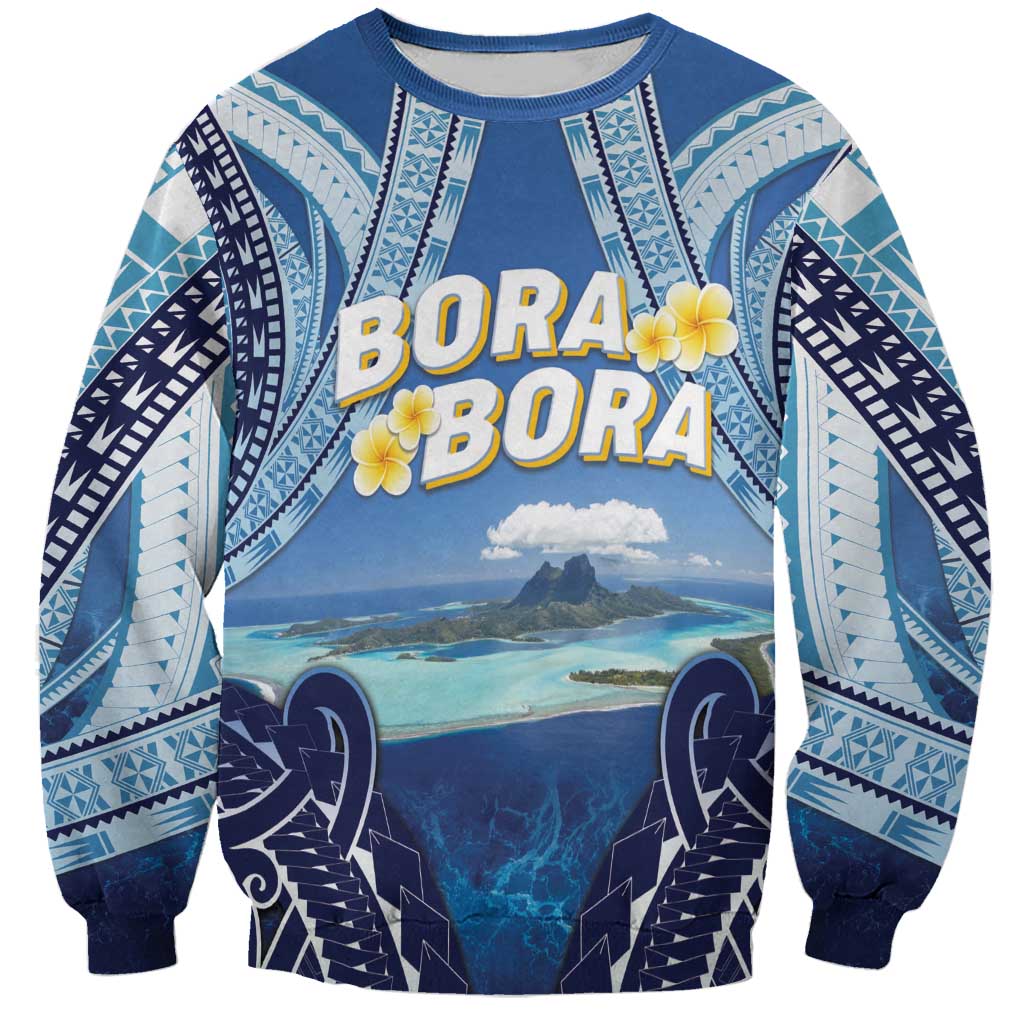 Personalised French Polynesia Bora Bora Sweatshirt Beach Landscape Polynesian Style LT05 Unisex Blue - Polynesian Pride