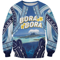 Personalised French Polynesia Bora Bora Sweatshirt Beach Landscape Polynesian Style LT05 Unisex Blue - Polynesian Pride