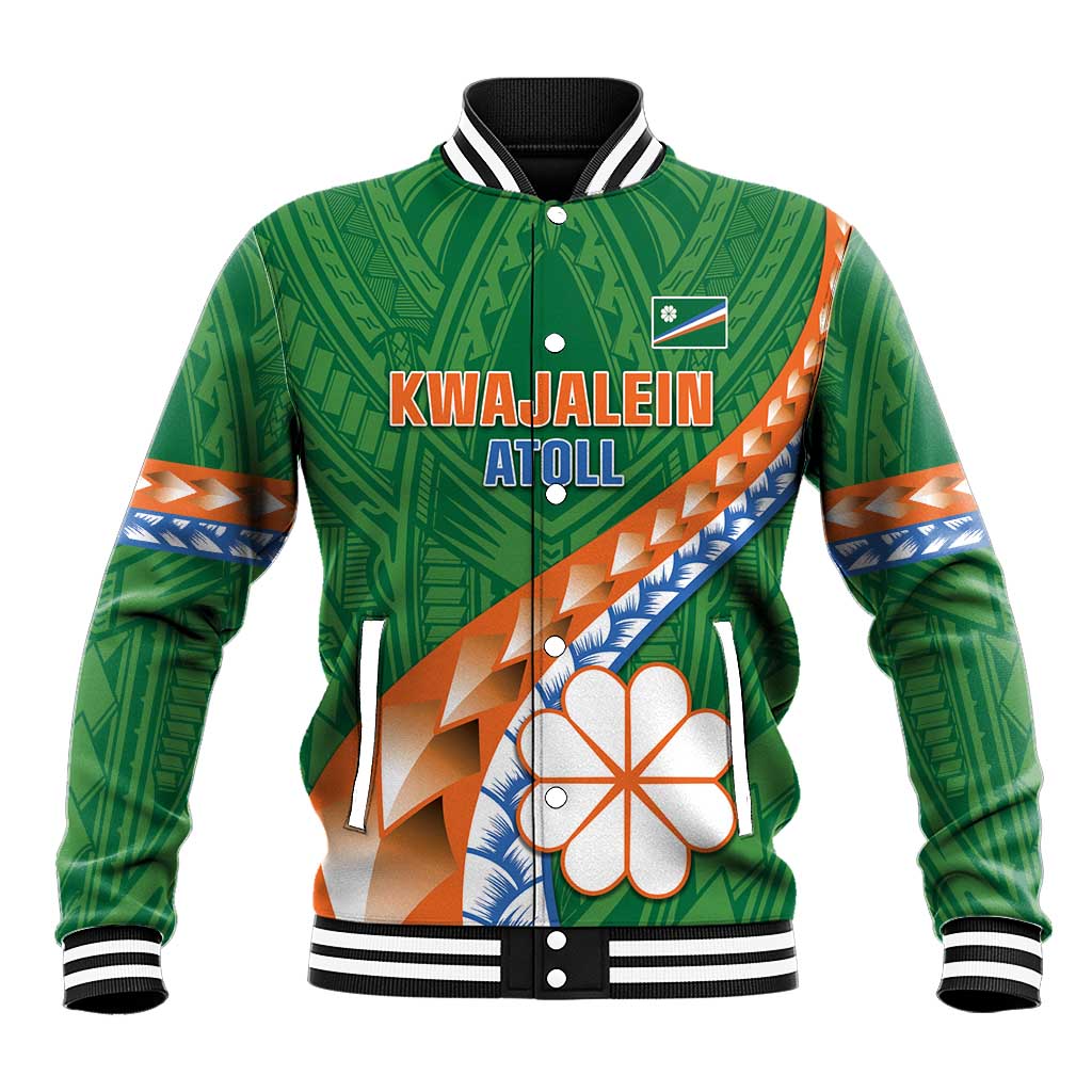 Personalised Marshall Islands Kwajalein Atoll Baseball Jacket Polynesian Tribal Tattoo LT05 Unisex Green - Polynesian Pride