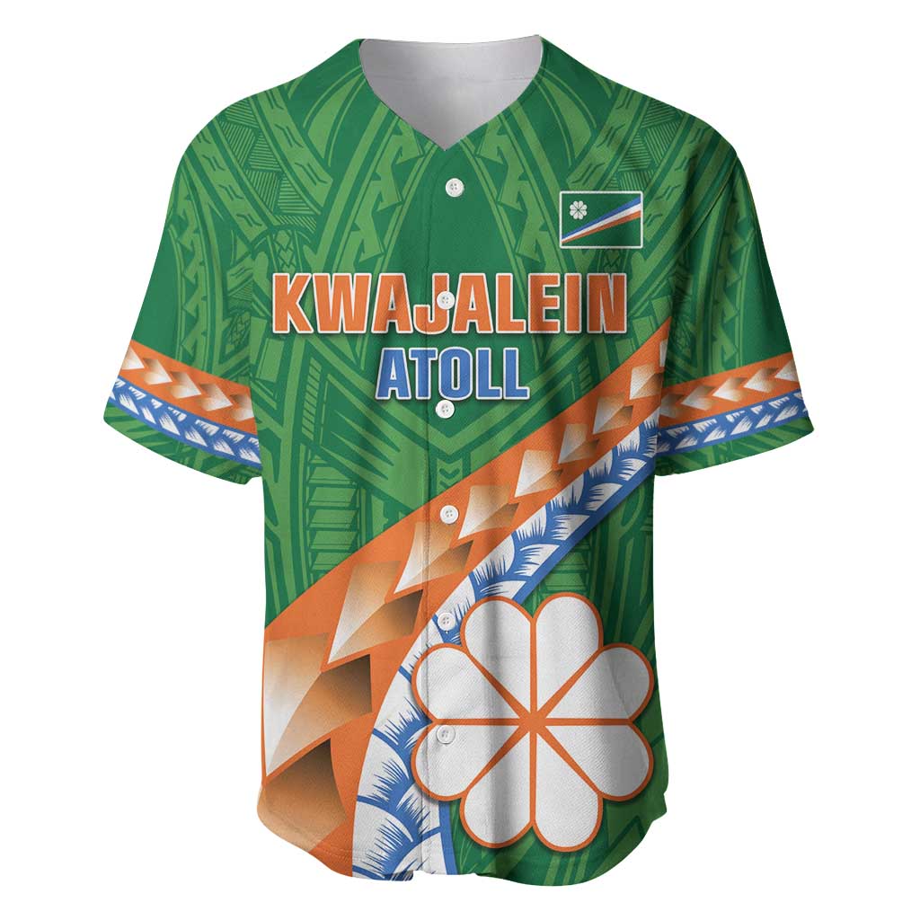 Personalised Marshall Islands Kwajalein Atoll Baseball Jersey Polynesian Tribal Tattoo LT05 Green - Polynesian Pride