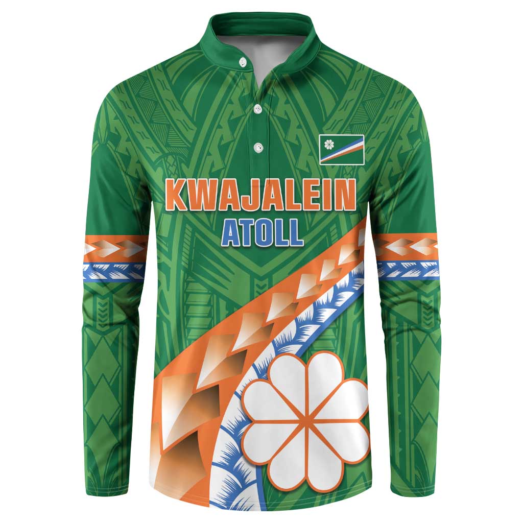 Personalised Marshall Islands Kwajalein Atoll Button Sweatshirt Polynesian Tribal Tattoo LT05 Green - Polynesian Pride