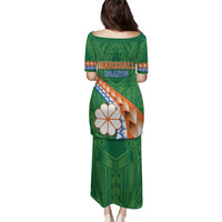 Personalised Marshall Islands Kwajalein Atoll Family Matching Puletasi and Hawaiian Shirt Polynesian Tribal Tattoo