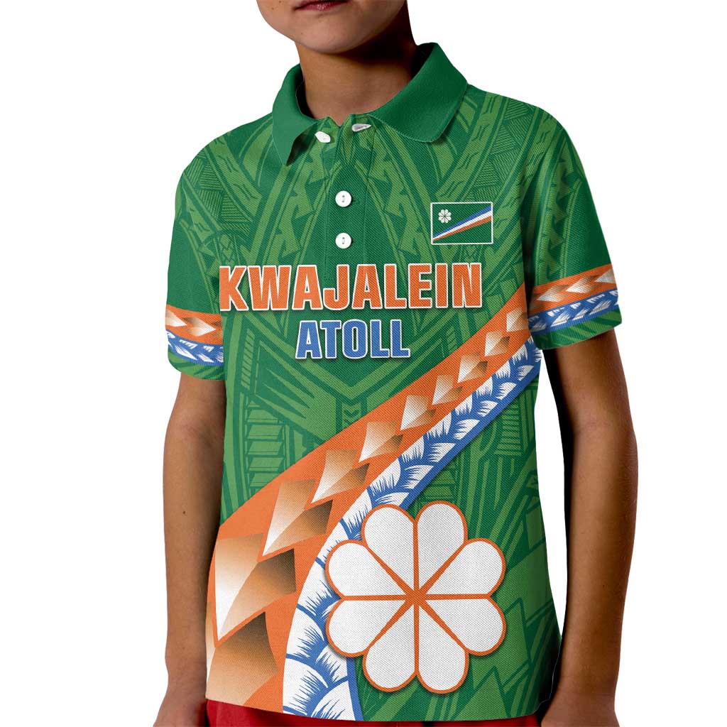 Personalised Marshall Islands Kwajalein Atoll Kid Polo Shirt Polynesian Tribal Tattoo LT05 Kid Green - Polynesian Pride