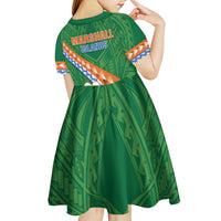 Personalised Marshall Islands Kwajalein Atoll Kid Short Sleeve Dress Polynesian Tribal Tattoo LT05 - Polynesian Pride