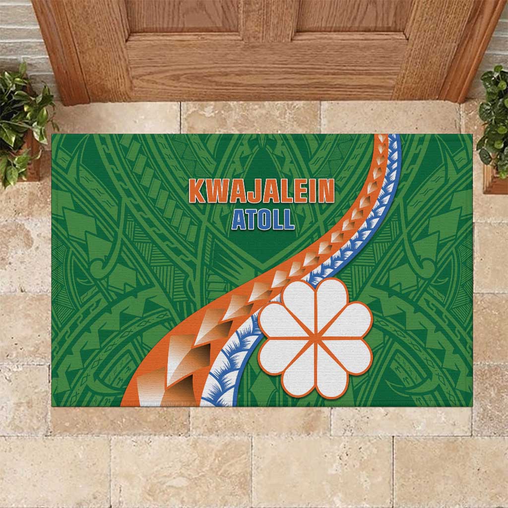 Marshall Islands Kwajalein Atoll Rubber Doormat Polynesian Tribal Tattoo LT05 Green - Polynesian Pride
